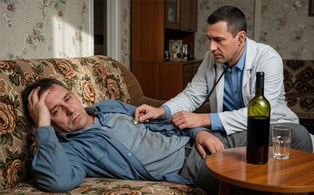 Врач осматривает пациента на дому